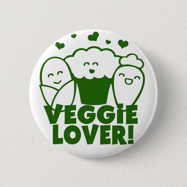 Badge Rond 5 Cm Insigne végétarien d'amant de Kawaii (Devant)
