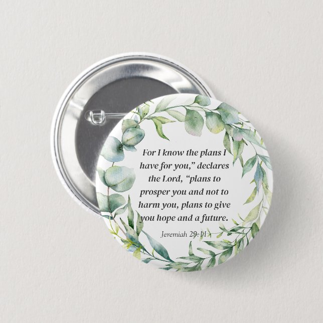 Badge Rond 5 Cm Inspirationnelle Bible Verse Jérémie 29:11 (Devant & derrière)