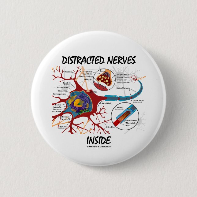 Badge Rond 5 Cm Intérieur distrait de nerfs (synapse) (Devant)