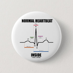 Badge Rond 5 Cm Intérieur normal de battement de coeur (ECG ECG)
