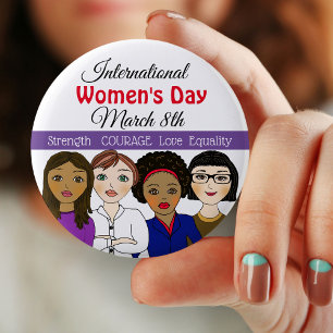 Badge Rond 5 Cm International Women's Day March 8th Button
