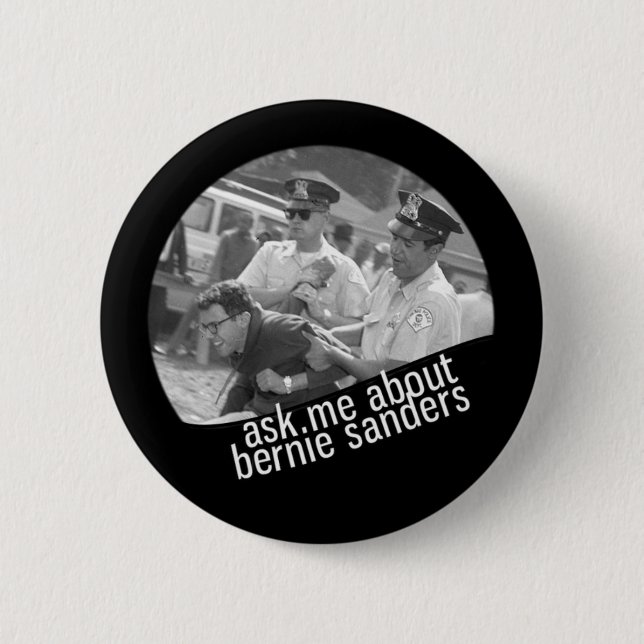 Badge Rond 5 Cm Interrogez-moi au sujet des ponceuses de Bernie (Devant)