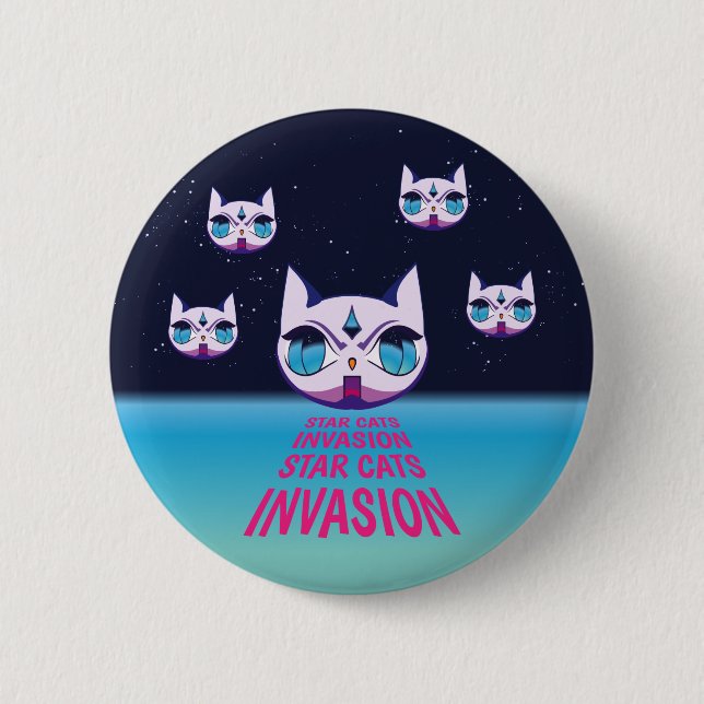 Badge Rond 5 Cm Invasion Star Cat (Devant)