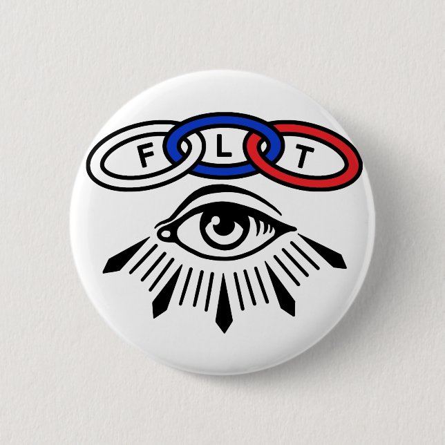 Badge Rond 5 Cm IOOF Trois liens et bouton Oeil (Devant)