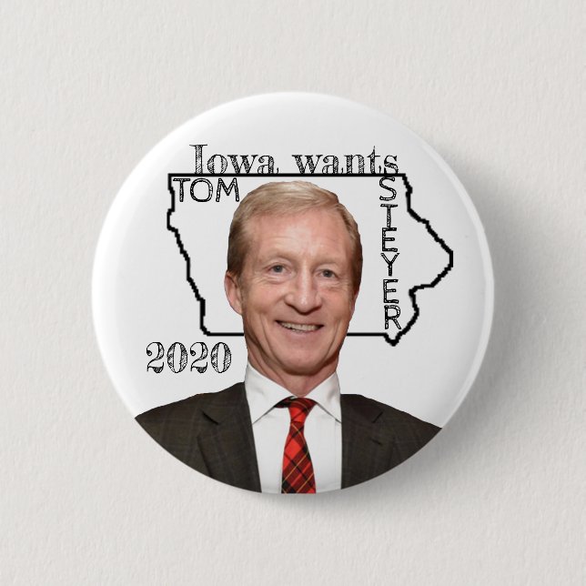 Badge Rond 5 Cm Iowa veut Tom Steyer 2020 (Devant)