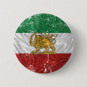 Badge Rond 5 Cm Iranian Flag Grunge with Lion