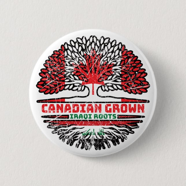 Badge Rond 5 Cm Iraq Iraq Iraq Canadian Canada Arbre Drapeau (Devant)