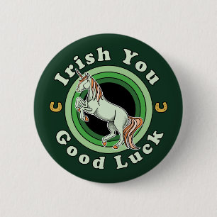 Badge Rond 5 Cm Irish You Good Luck - St Patrick's Day Unicorn
