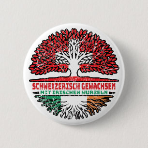 Badge Rond 5 Cm Irlande Irisch Schweiz Baum Racines et Sc Suisse