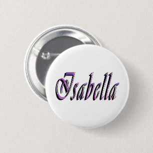 Badge Rond 5 Cm Isabella Nom En Violet Et Rose,