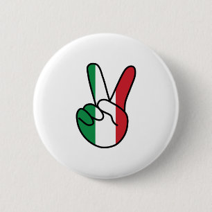 Badge Rond 5 Cm Italy Flag V Sign