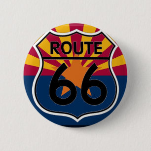 Badge Rond 5 Cm Itinéraire 66 de drapeau de l'Arizona