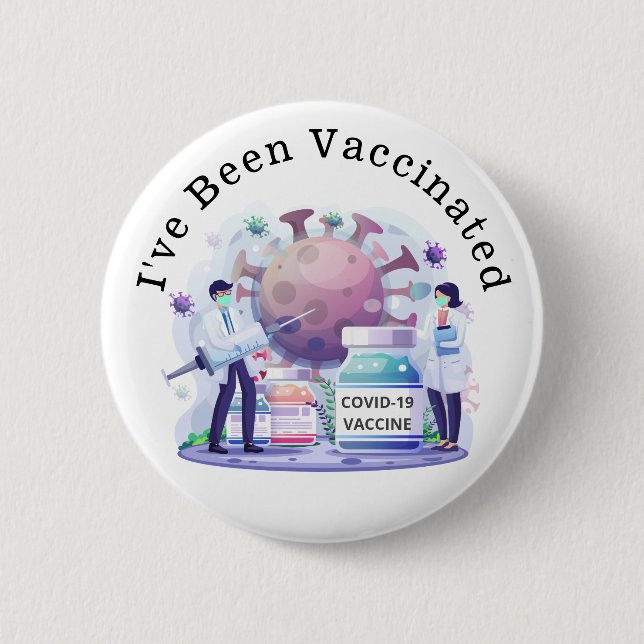 Badge Rond 5 Cm I've Been Vaccinated for Covid-19 Button (Devant)