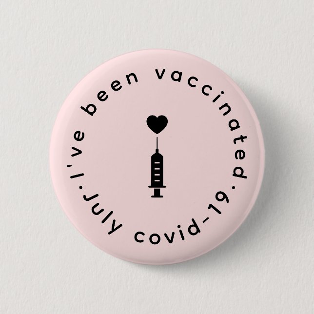 Badge Rond 5 Cm I've Been Vaccinated | Pink Cute Heart Safety  (Devant)