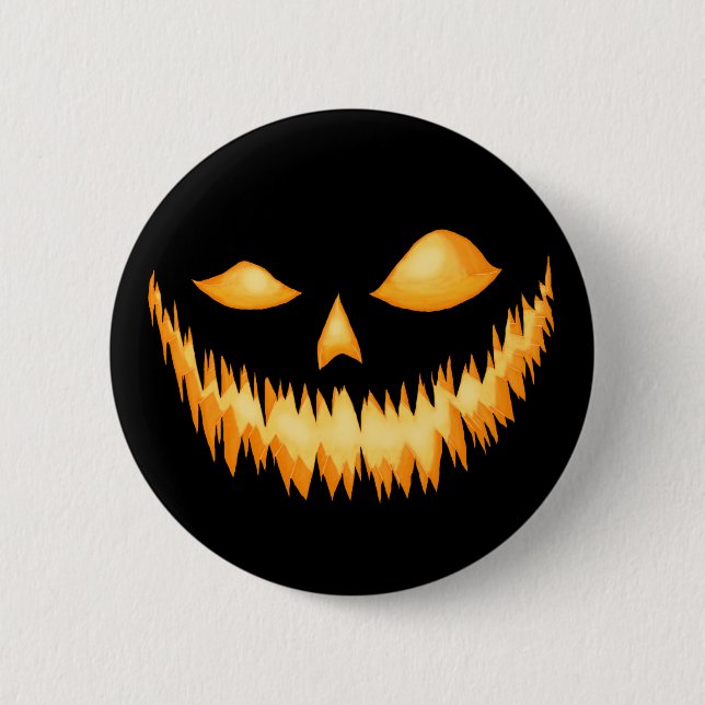 Badge Rond 5 Cm Jack-o'-lantern dans l'obscurité avec une grimace (Devant)