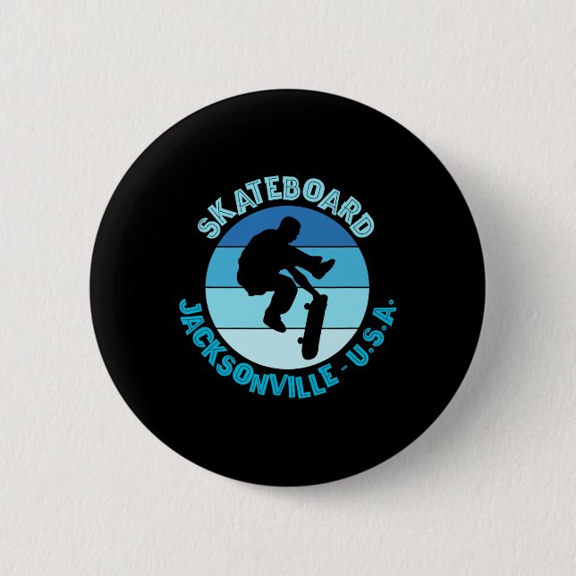 Badge Rond 5 Cm Jacksonville Floride Skateur Urne Skateboardin (Devant)