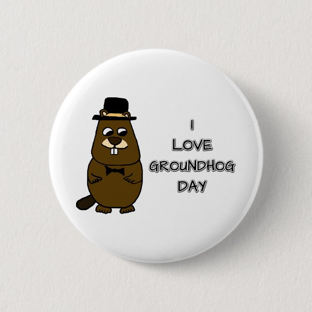 Badge Rond 5 Cm J'adore Groundhog Day (Devant)