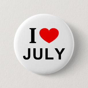 Badge Rond 5 Cm J'adore juillet, j'aime juillet, je ❤️ juillet