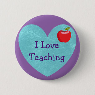 Badge Rond 5 Cm J'adore la broche d'enseignement