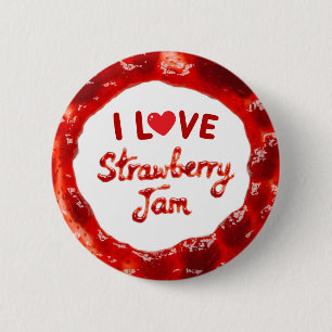 Badge Rond 5 Cm J'adore la confiture de fraise