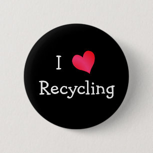 Badge Rond 5 Cm J'adore le recyclage