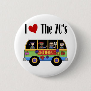 Badge Rond 5 Cm J'adore les années 70