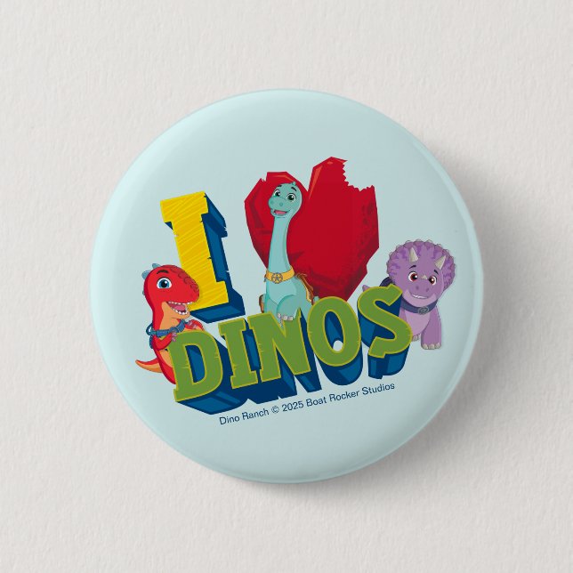 Badge Rond 5 Cm J'adore les dinos | Dino Ranch (Devant)