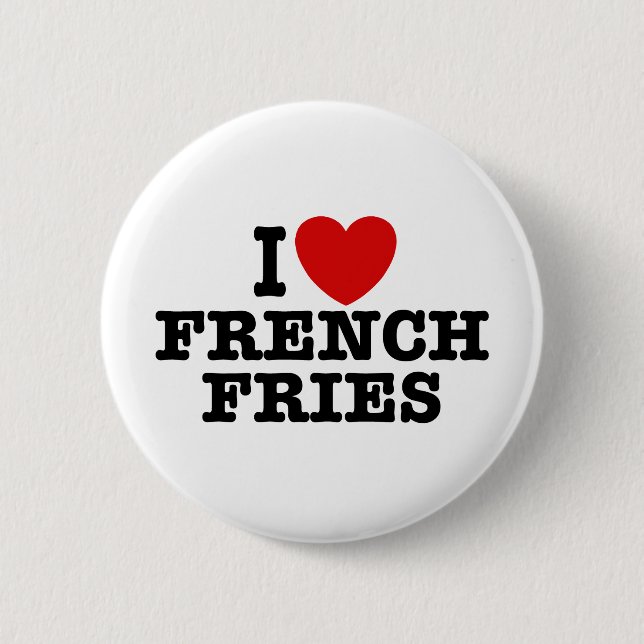 Badge Rond 5 Cm J'adore les frites françaises (Devant)
