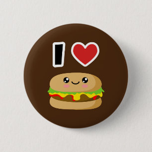 Badge Rond 5 Cm J'adore les hamburgers