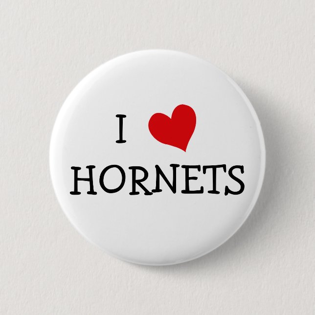 Badge Rond 5 Cm J'adore les Hornets (Devant)