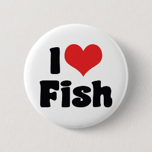 Badge Rond 5 Cm J'adore les poissons à cœur - Amoureux d'aquarium