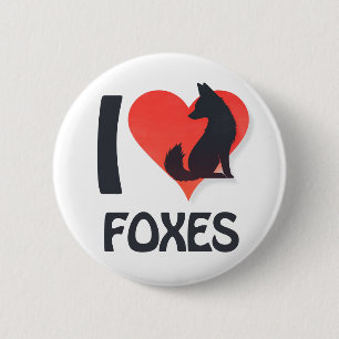 Badge Rond 5 Cm J'adore les renards
