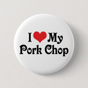Badge Rond 5 Cm J'adore mon côtelette de porc