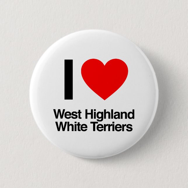 Badge Rond 5 Cm j'adore west highland white terriers (Devant)