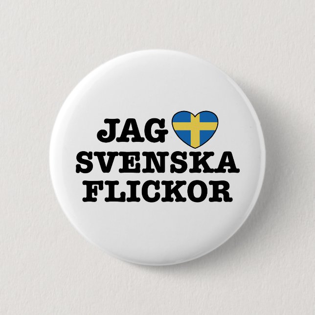 Badge Rond 5 Cm Jag Svenska Flickor (Devant)