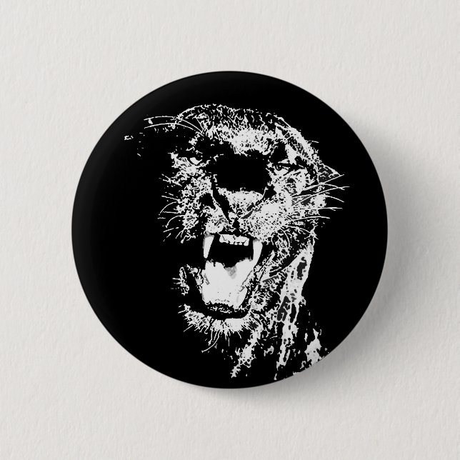 Badge Rond 5 Cm Jaguar - Panthère noire (Devant)