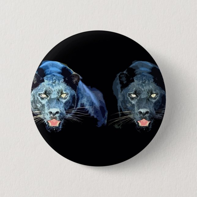 Badge Rond 5 Cm Jaguar - Panthère noire (Devant)