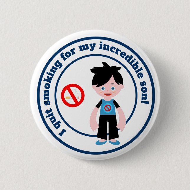 Badge Rond 5 Cm J'ai arrêté de fumer pour mon fils (Devant)