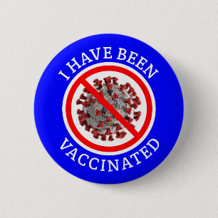 Badge Rond 5 Cm J'Ai Été Vacciné Convid Bleu