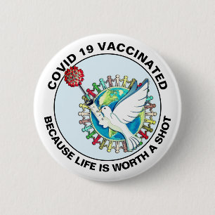 Badge Rond 5 Cm J'Ai Le Bouton Vacciné