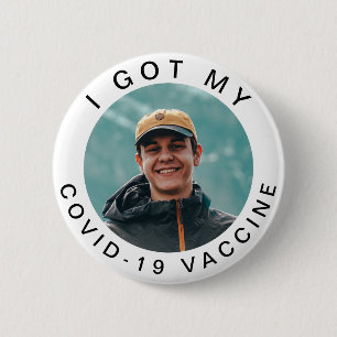 Badge Rond 5 Cm J'Ai Mon Covid19 Vaccine Typographie Ajouter Votre