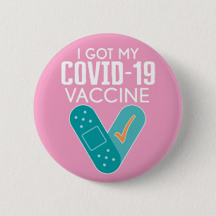 Badge Rond 5 Cm J'ai mon vaccin Covid-19 - rose