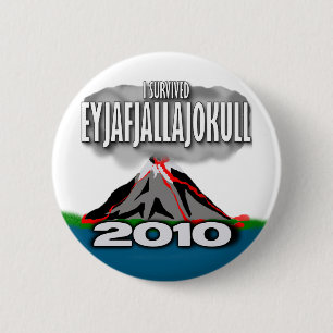 Badge Rond 5 Cm J'ai survécu au volcan de l'Islande