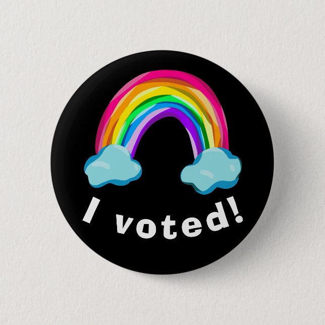 Badge Rond 5 Cm "J'ai voté !" Bouton Arc-en-ciel (Devant)