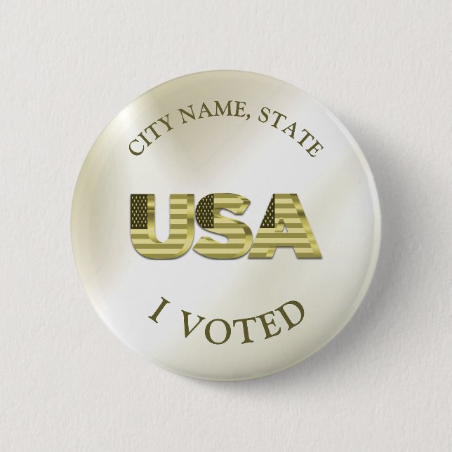 Badge Rond 5 Cm J'Ai Voté USA Golden Elegant Election (Devant)