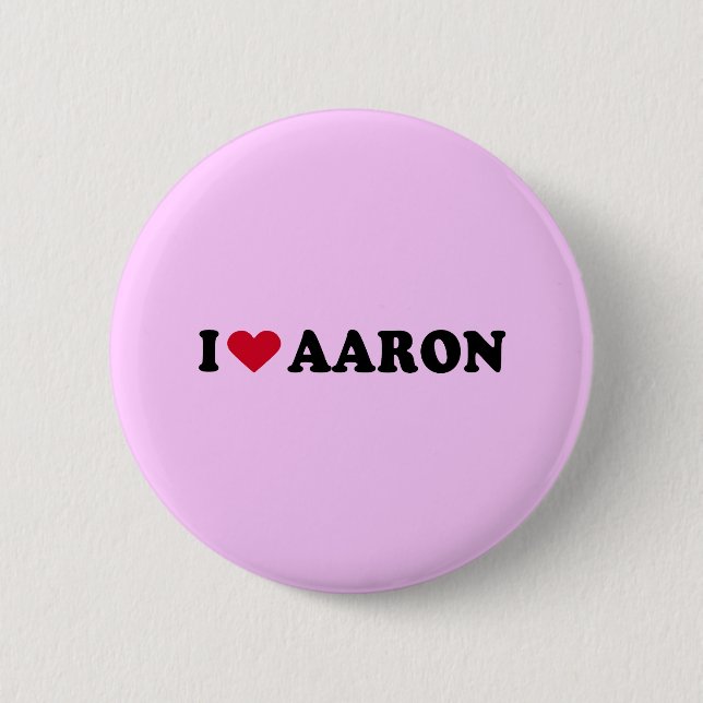 BADGE ROND 5 CM J'AIME AARON (Devant)