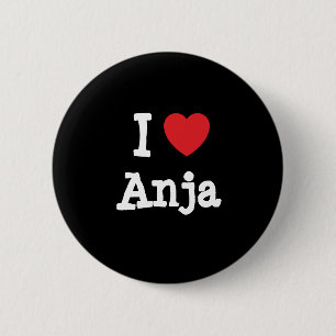 Badge Rond 5 Cm J'aime Anja coeur T-shirt