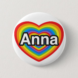 Badge Rond 5 Cm J'aime Anna. Je t'aime Anna. Coeur
