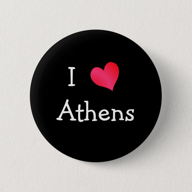Badge Rond 5 Cm J'aime Athènes (Devant)