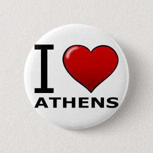BADGE ROND 5 CM J'AIME ATHÈNES, GA - LA GÉORGIE